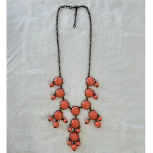 J Crew Statement Bib Necklace Pink Coral Bubble Design 24"